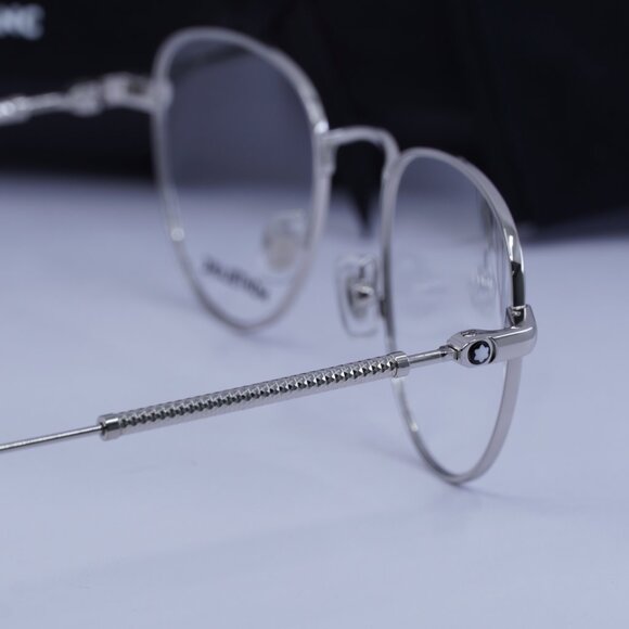 Montblanc MB0111O 001 Geometric Eyeglasses 49mm – Silver - Picture 9 of 10